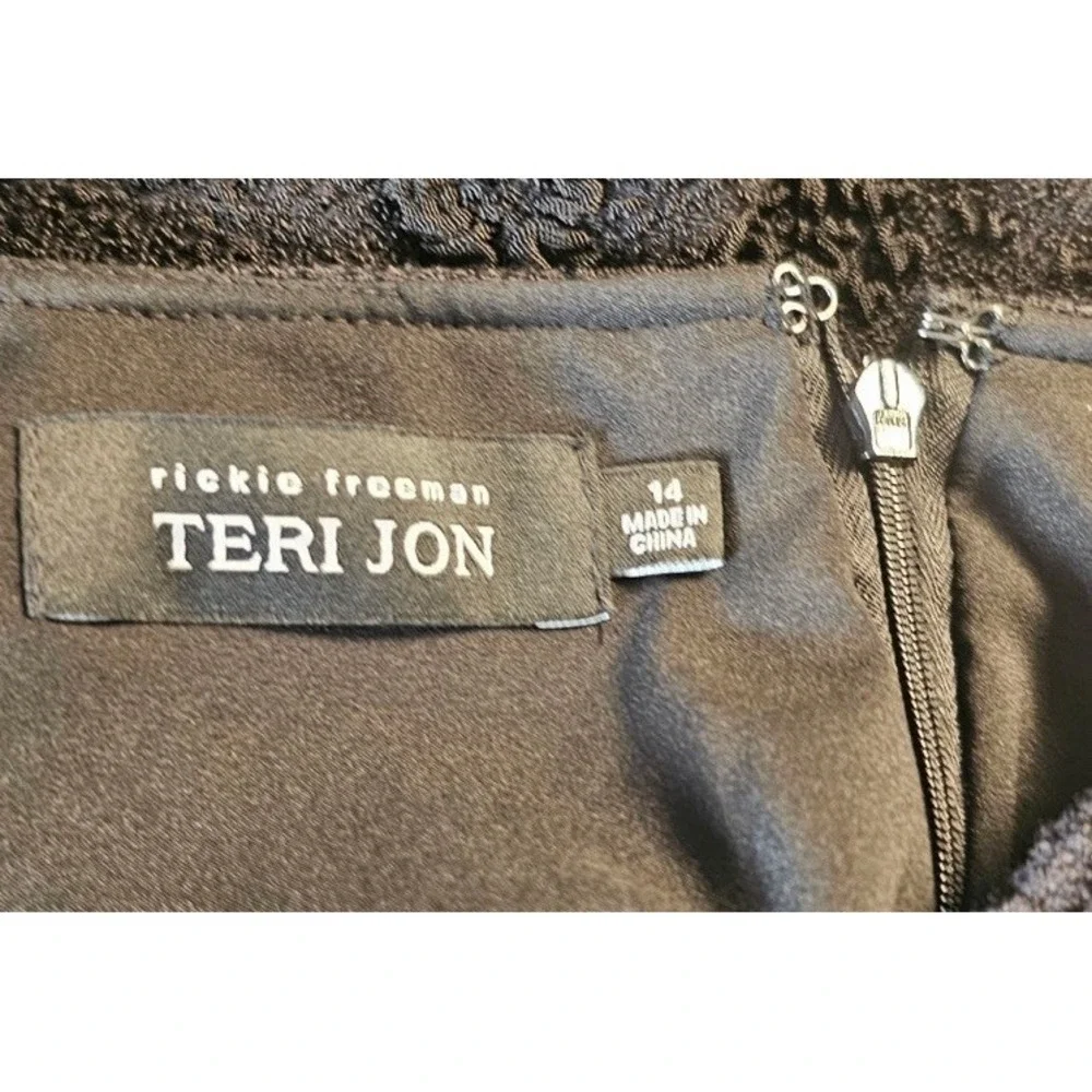 TERI‎ JON Rickie Freeman Womens Black Jacket And Skirt Ruffle Cuffs Rosettes 14